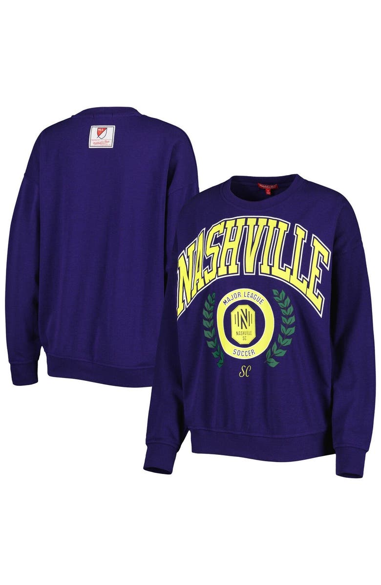 Mitchell & Ness Women's Mitchell & Ness Navy Nashville SC Logo 2.0 Pullover Sweatshirt, Main, color, 