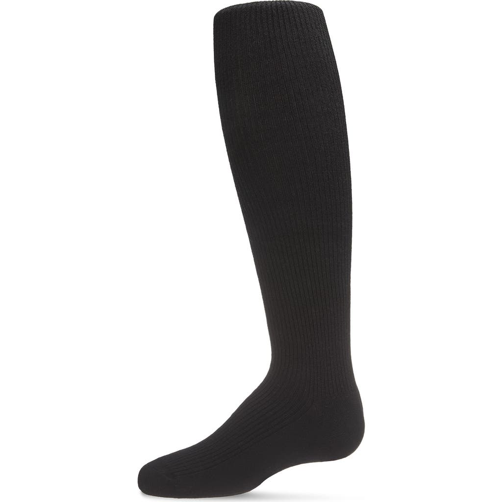 Memoi Kids' Thin Ribbed Cotton Tights In Black