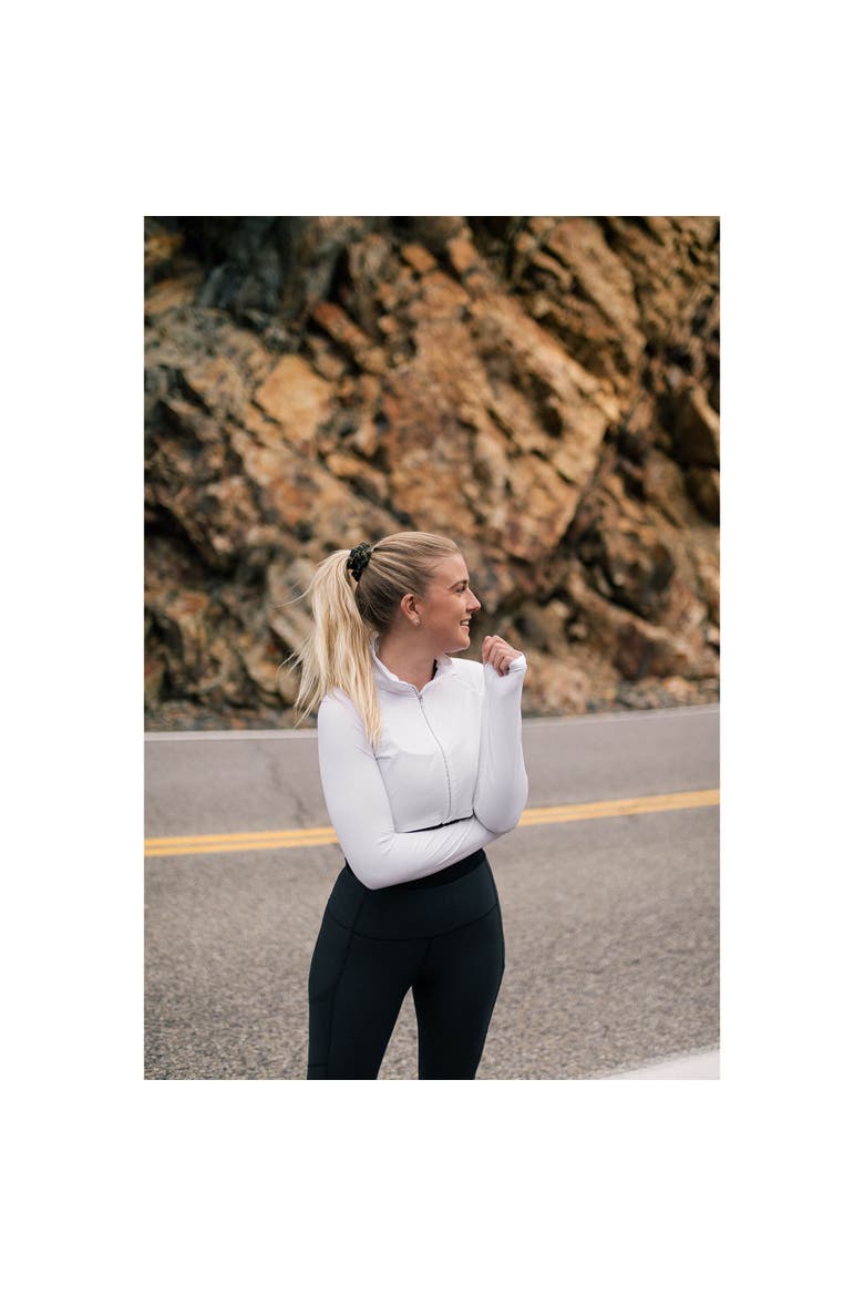 Women's Long Sleeve Full Zip Crop Top Sun Shirt for UV Protection, Alternate, color, White