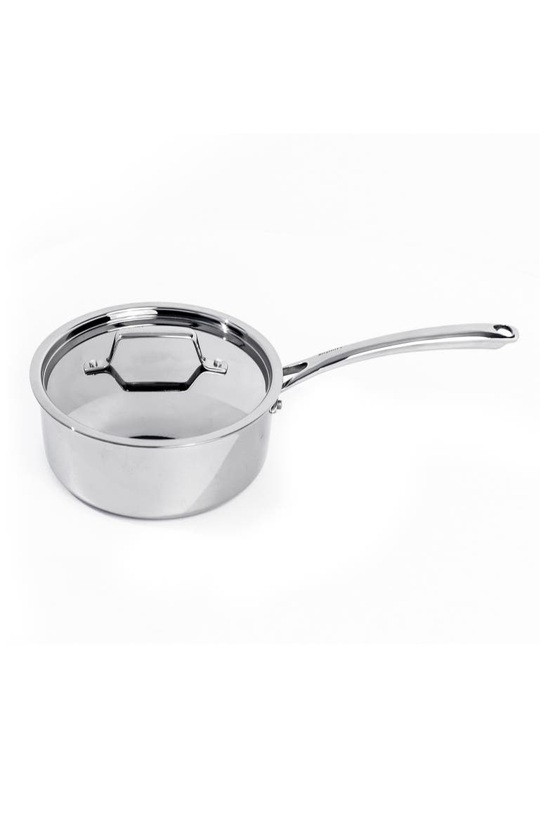 Premium Tri-ply 18/10 Stainless Steel 2-Quart Saucepan with Lid, Main, color, SILVER