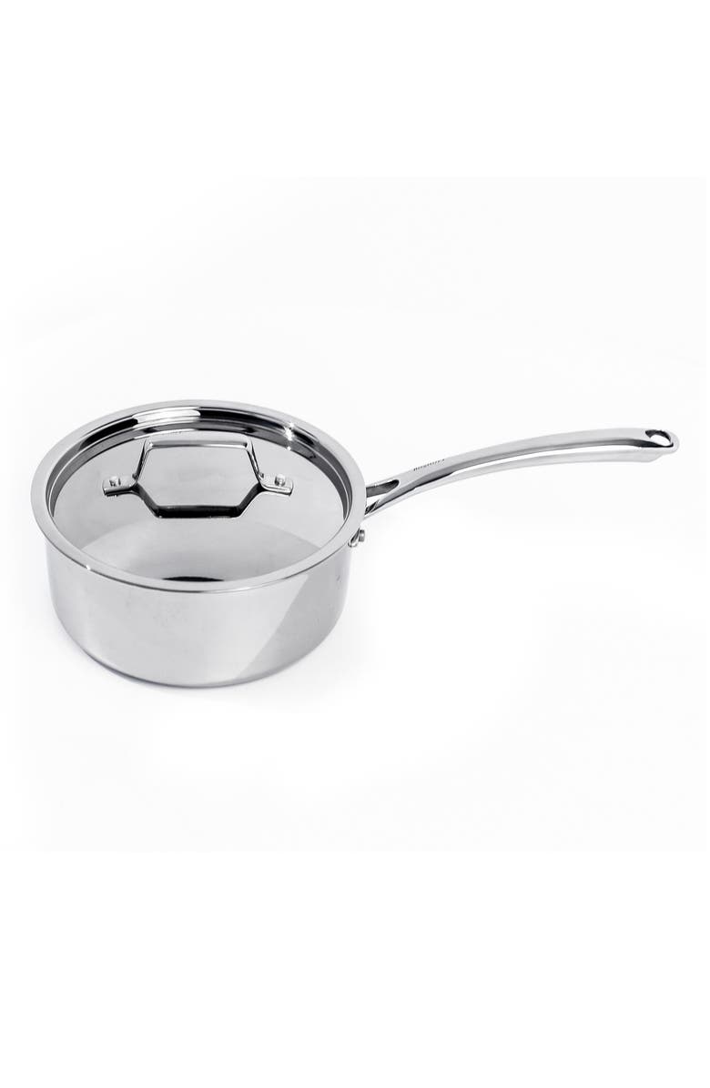 BergHOFF Premium Tri-ply 18/10 Stainless Steel 2-Quart Saucepan with Lid, Main, color, Silver