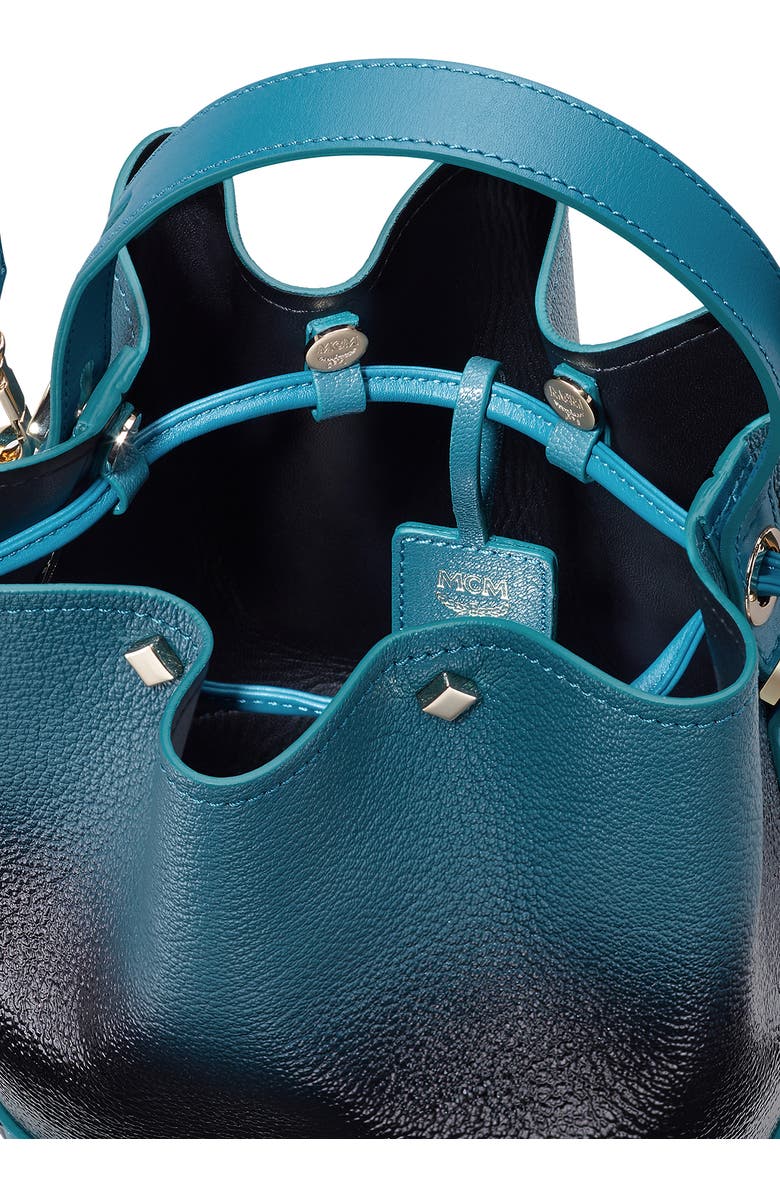 MCM Milano Logo Gradient Patent Goatskin Leather Bucket Bag, Alternate, color,