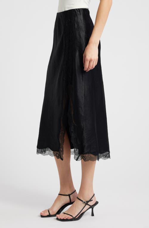Rails Rylan Crinkle Satin Slip Skirt In Black Crinkle