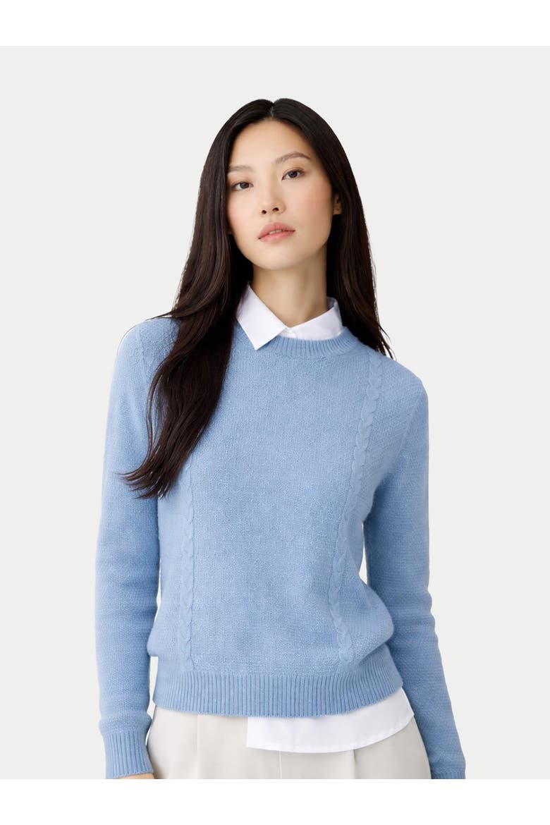 Cropped Crewneck Cashmere Sweater, Alternate, color, Dusty blue