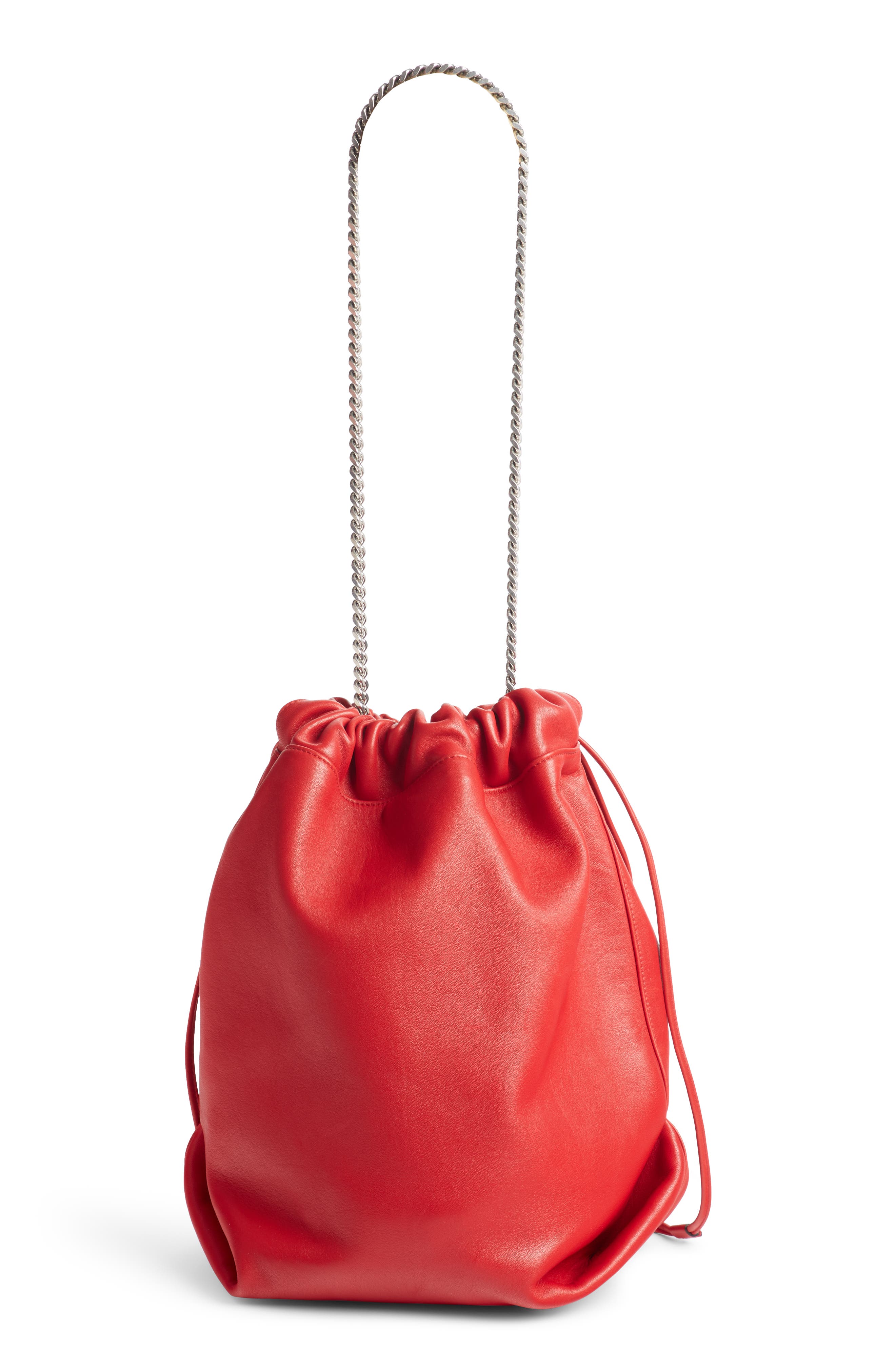 Saint Laurent Teddy Leather Bucket Bag, Alternate, color, 