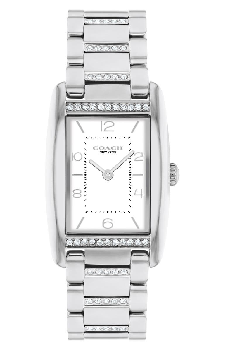 COACH Reese Crystal Rectangular Bracelet Watch, 24mm, Main, color,