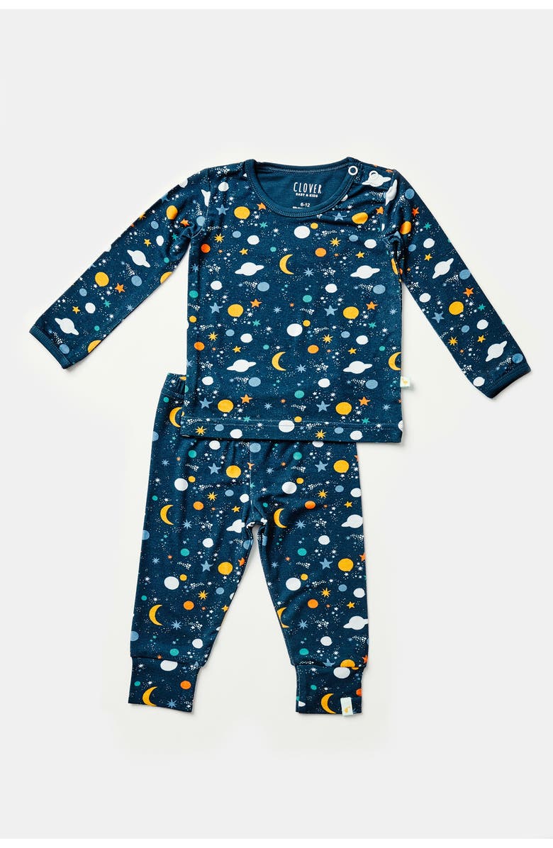 Clover Baby & Kids Long Sleeve Pajama Set - Luna Midnight, Main, color, Luna Midnight