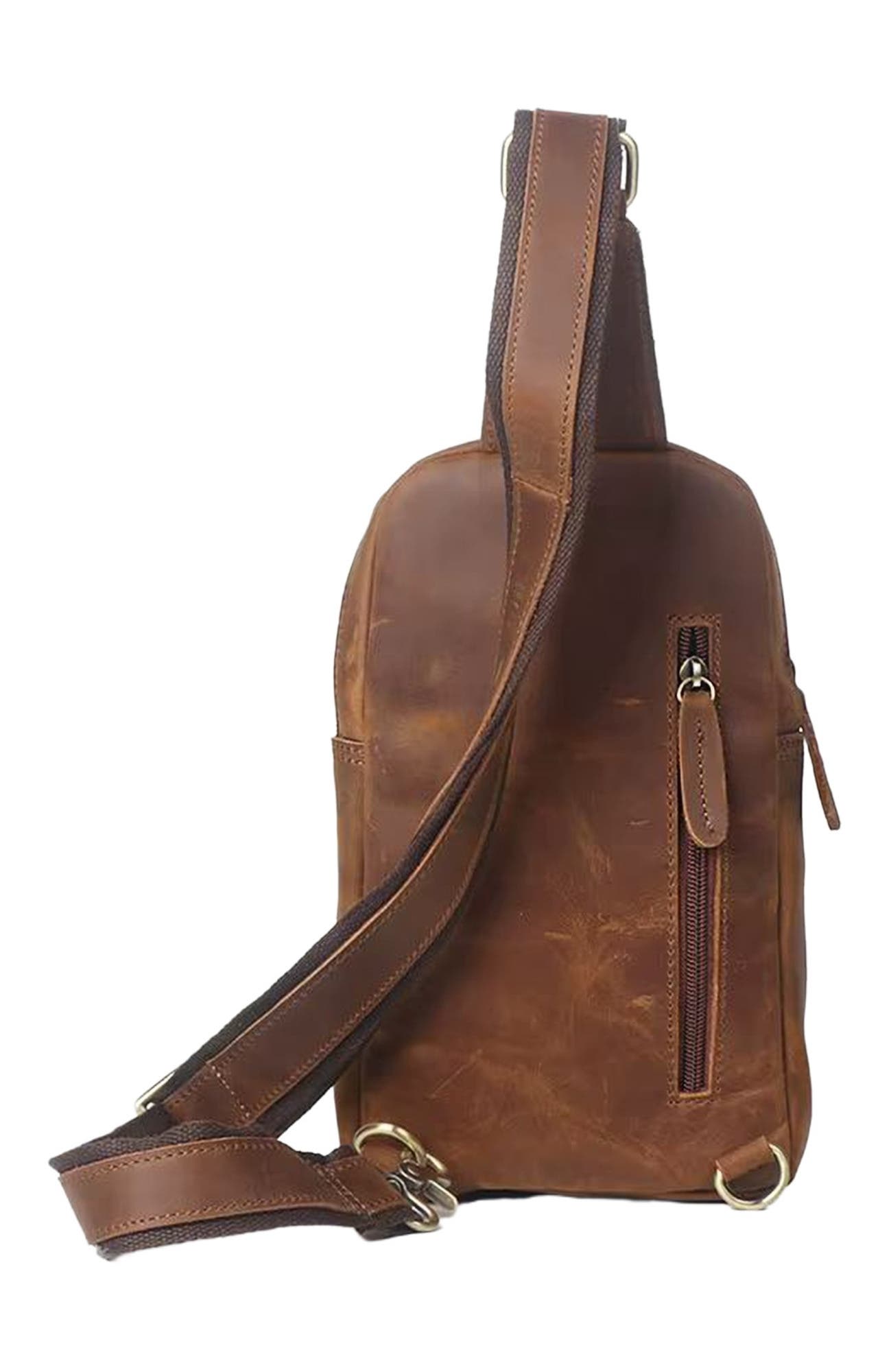 STEEL HORSE LEATHER Erling Leather Sling Bag | Crossbody Leather Pack, Alternate, color, Brown