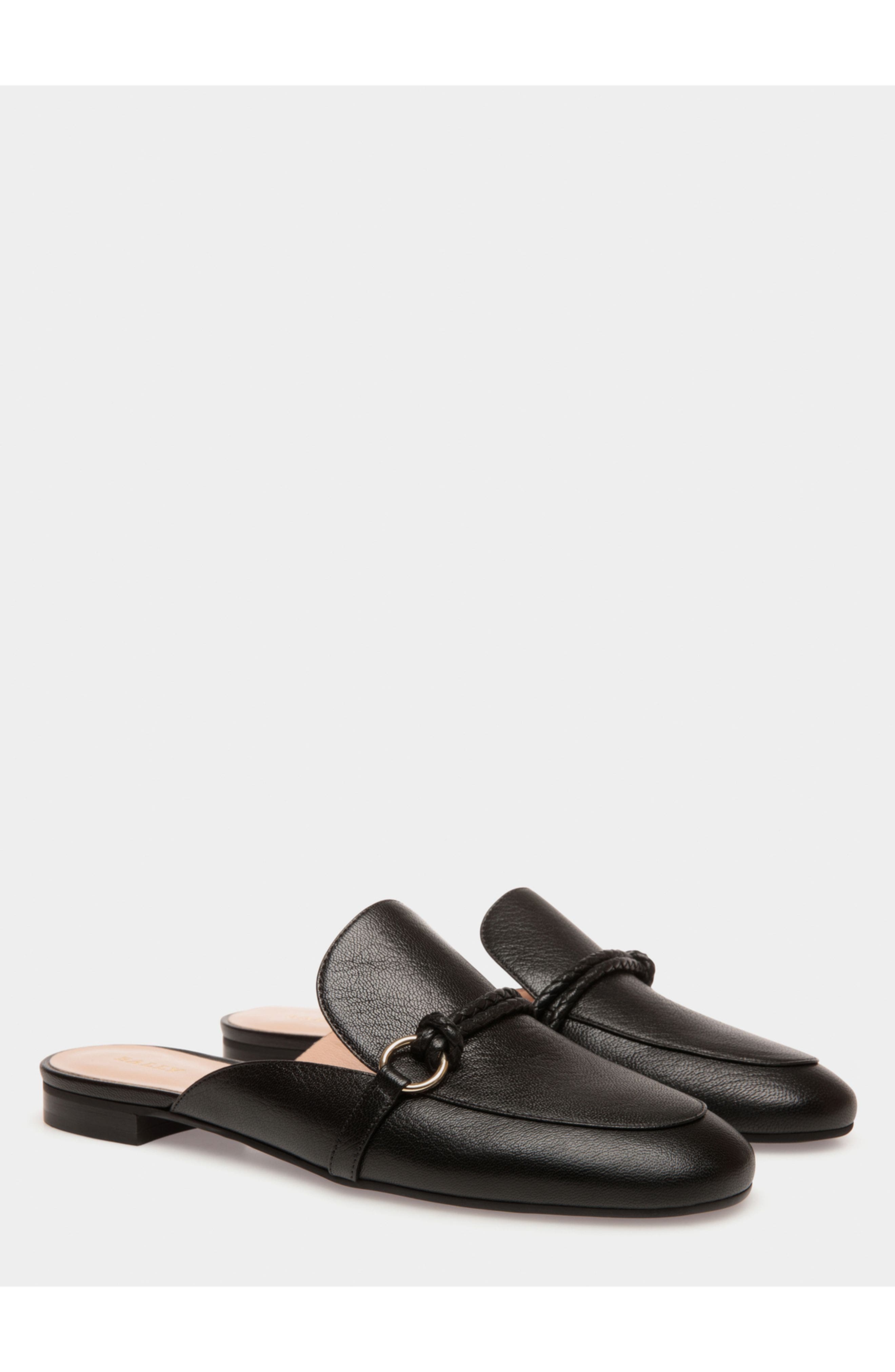Bally Slipper in Grained Leather, Alternate, color, Black