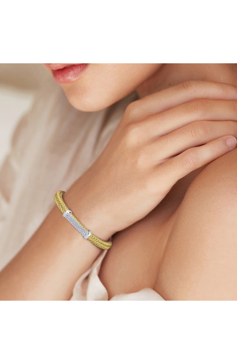 Julianna B. Cubic Zirconia Bar Bangle Two-Tone Sterling Silver, Alternate, color, 