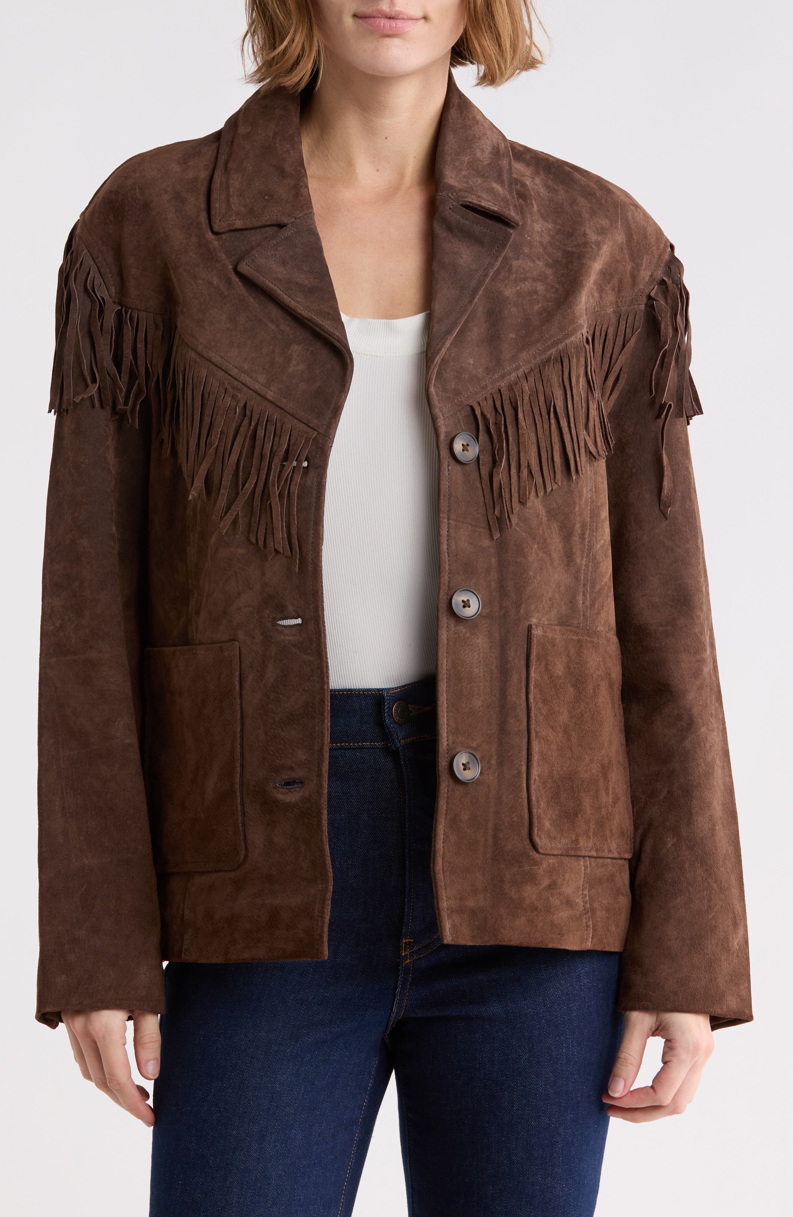 Suede Fringe Blazer