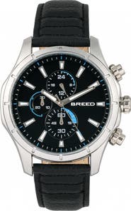 BREED Lacroix Chronograph Leather-Band Watch