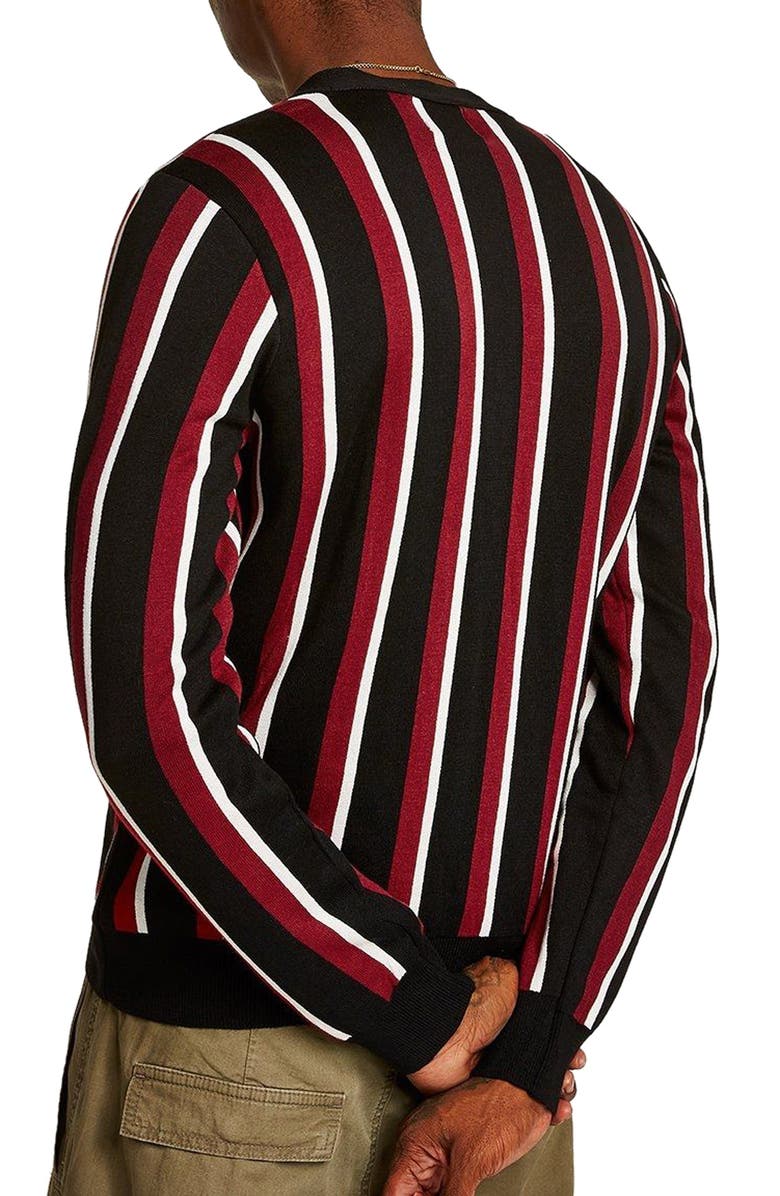 Topman Slim Fit Stripe Cardigan, Alternate, color, 