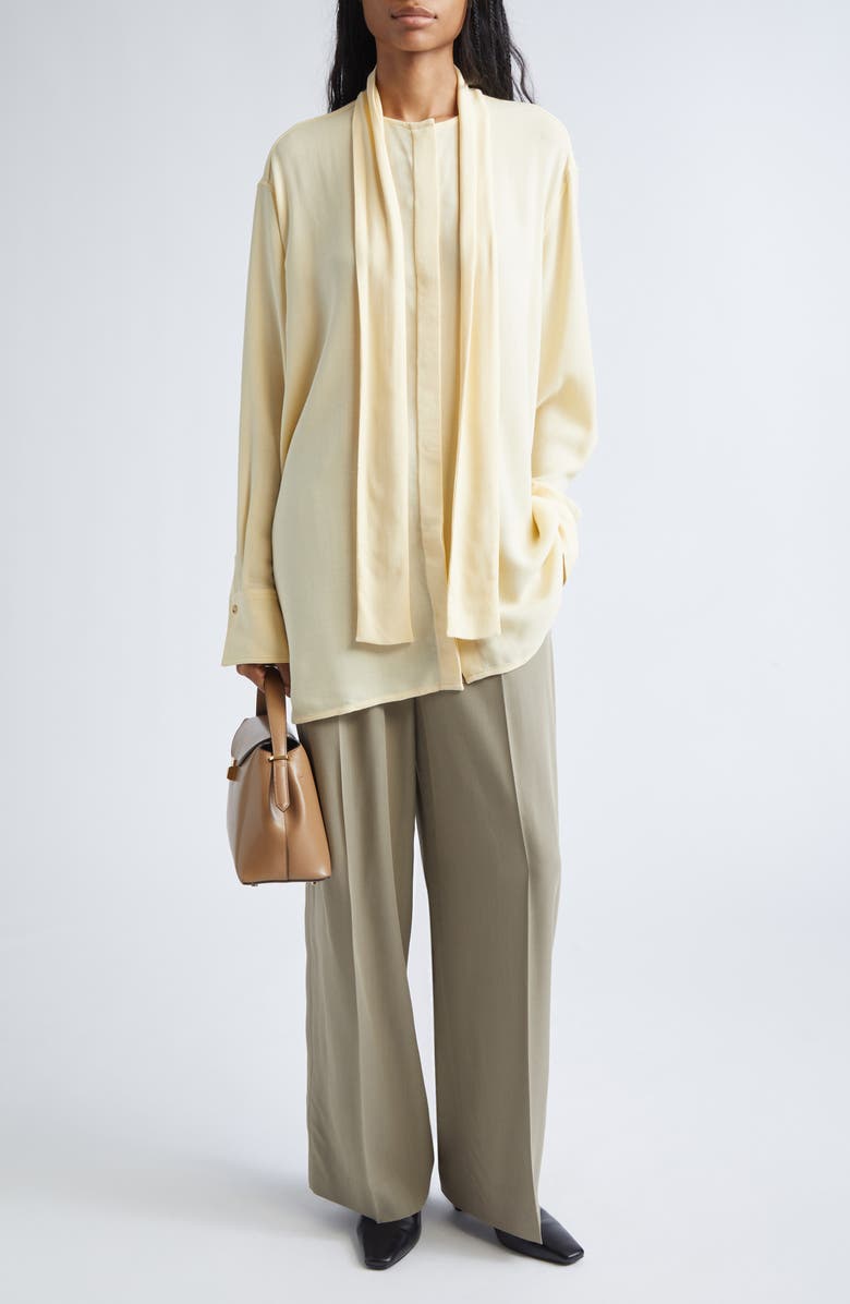 TOTEME Oversize Twill Scarf Shirt, Alternate, color, Champagne