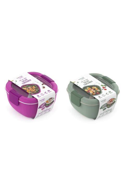 2-Pack All-in-One Glass Salad Containers