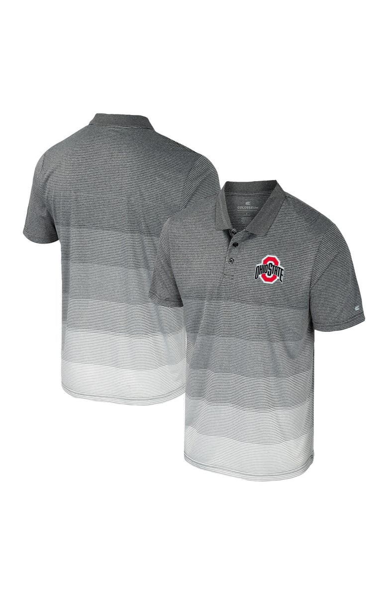 COLOSSEUM Men's Colosseum Gray Ohio State Buckeyes Striped Mesh Polo, Main, color, 