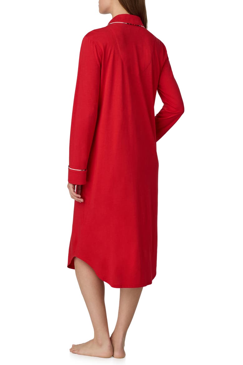 Long Sleeve Cotton Blend Sleep Shirt, Alternate, color, CRIMSON