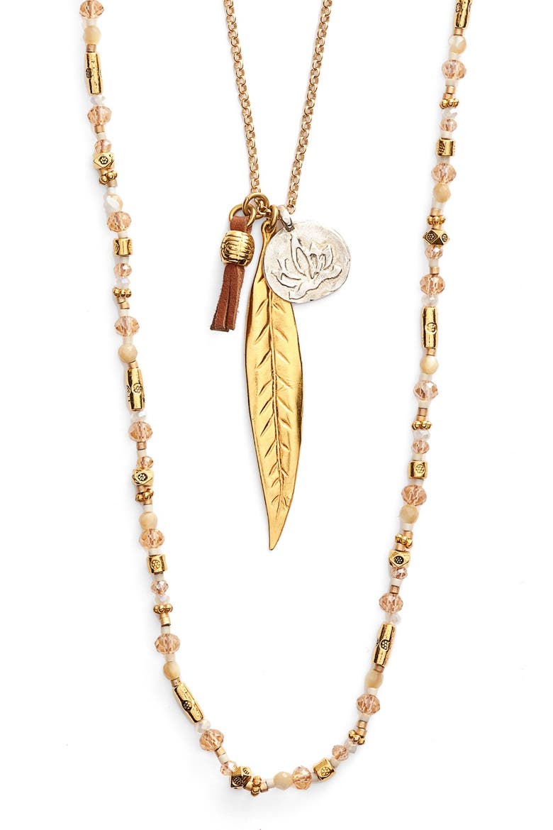 Layered Cluster Pendant Necklace, Alternate, color, NATURAL MIX