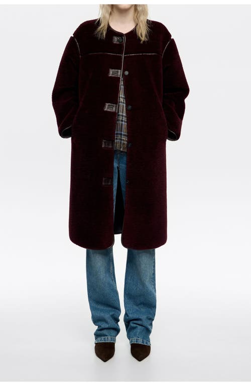 Bimba Y Lola Fur Straight Cut Midi Coat In Multi