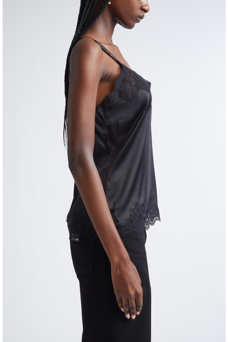 Satin & Lace Camisole, Alternate, color, NERO