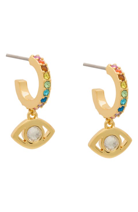 Evil Eye Crystal Huggie Hoop Earrings