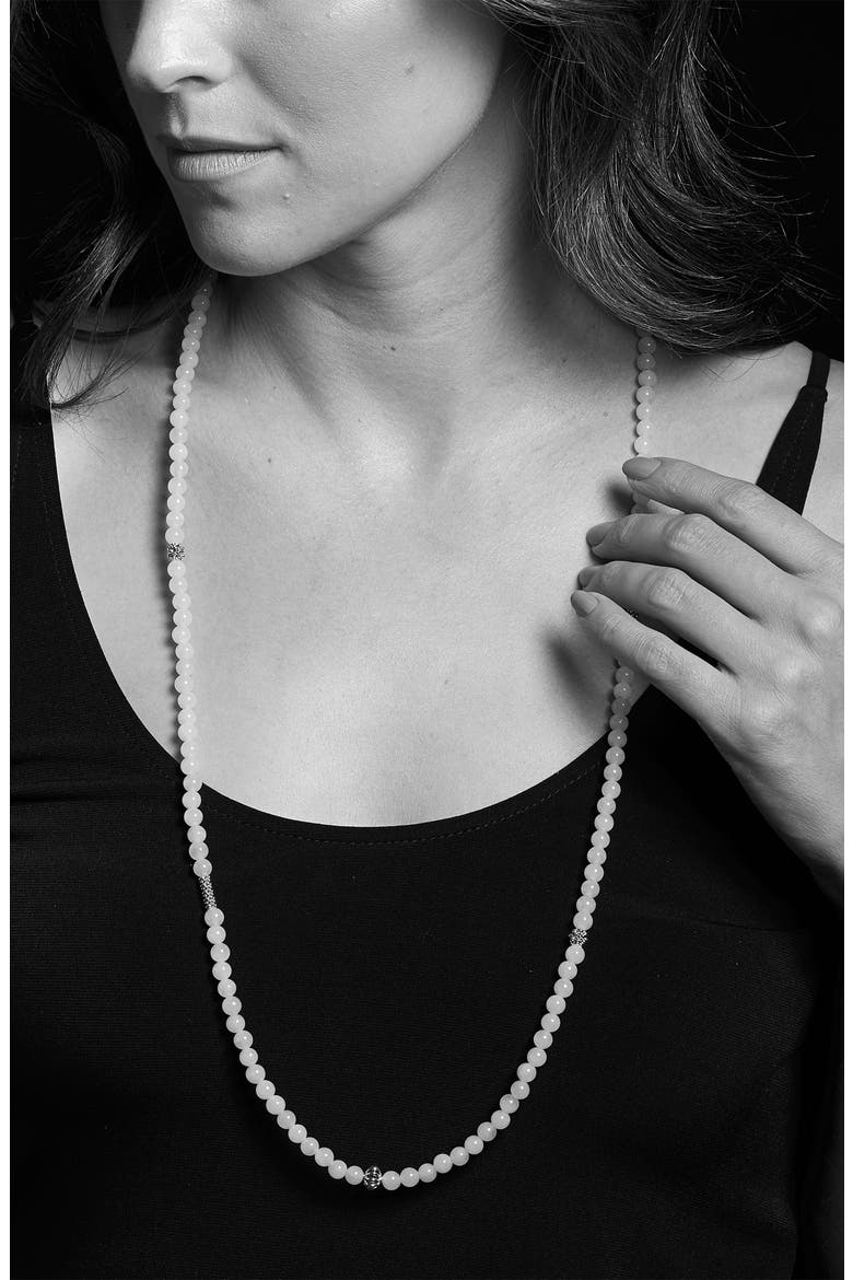 Caviar Icon Station Semiprecious Stone Necklace, Alternate, color, SILVER/ AQUAMARINE