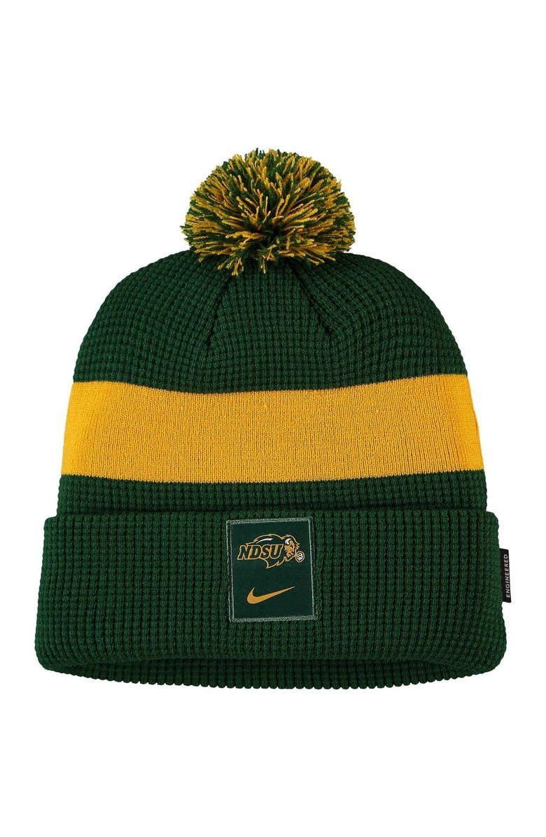 Nike Men's Nike Green NDSU Bison Logo Sideline Cuffed Knit Hat with Pom, Main, color, 