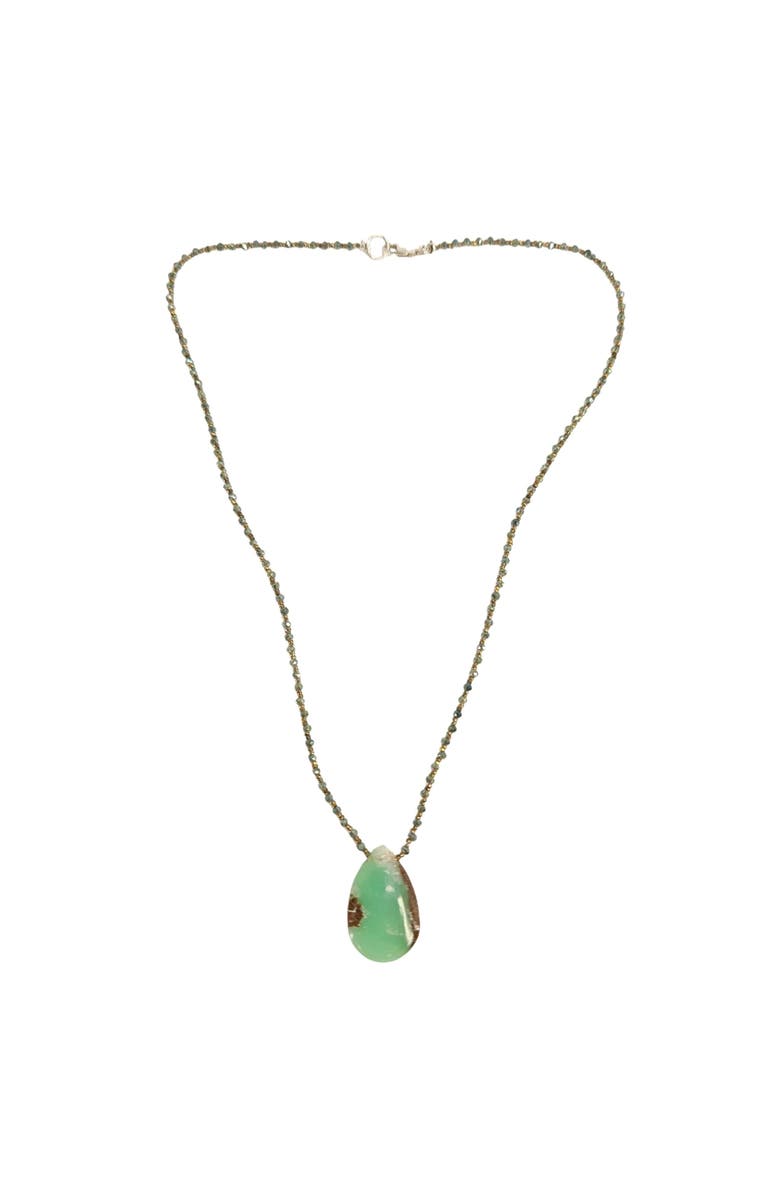 MADISON BEVERLY HILLS Handcrafted Chrysoprase Green Stone Teardrop Necklace, Alternate, color, Green