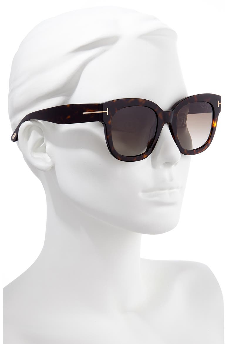 Beatrix 52mm Polarized Gradient Square Sunglasses, Alternate, color, DARK HAVANA / BROWN
