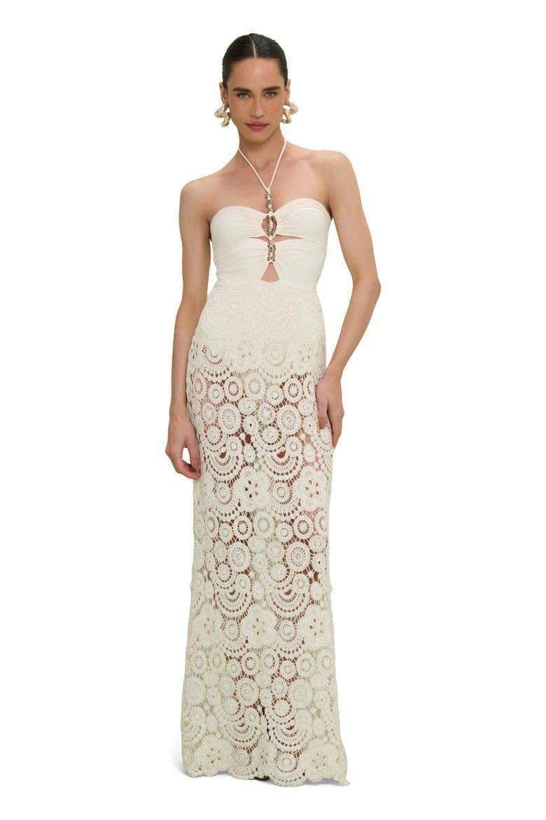 Gal Embroidery Maxi Dress, Main, color, OFF WHITE