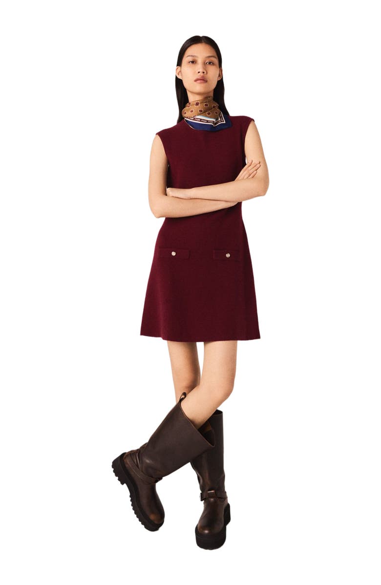 maje 2-in-1 knit mini dress, Alternate, color, Burgundy