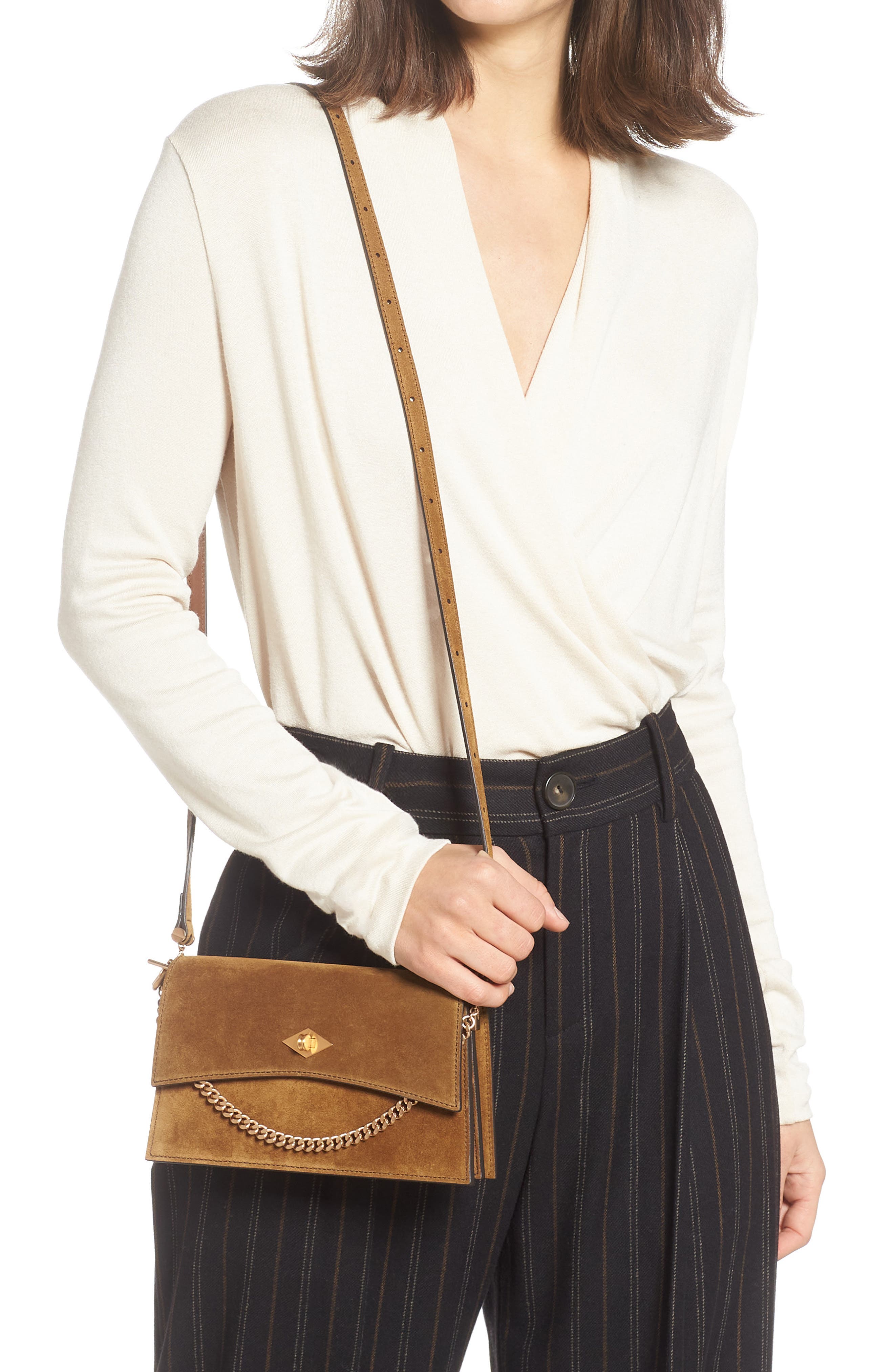 Métier London Mini Roma Suede Crossbody Bag, Alternate, color, 