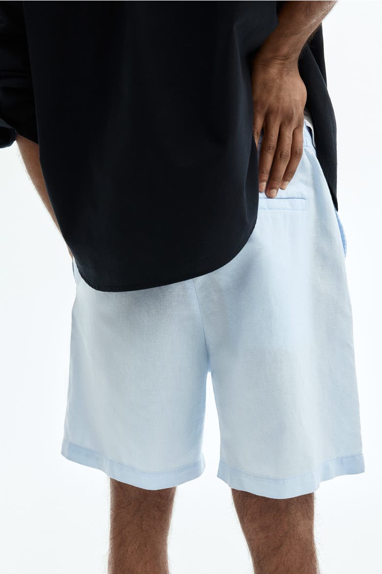 Regular Fit Linen-blend Shorts, Alternate, color, Light blue
