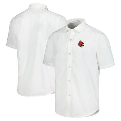 Men's Tommy Bahama White Louisville Cardinals Coconut Point Palm Vista IslandZone Camp Button-Up Shirt