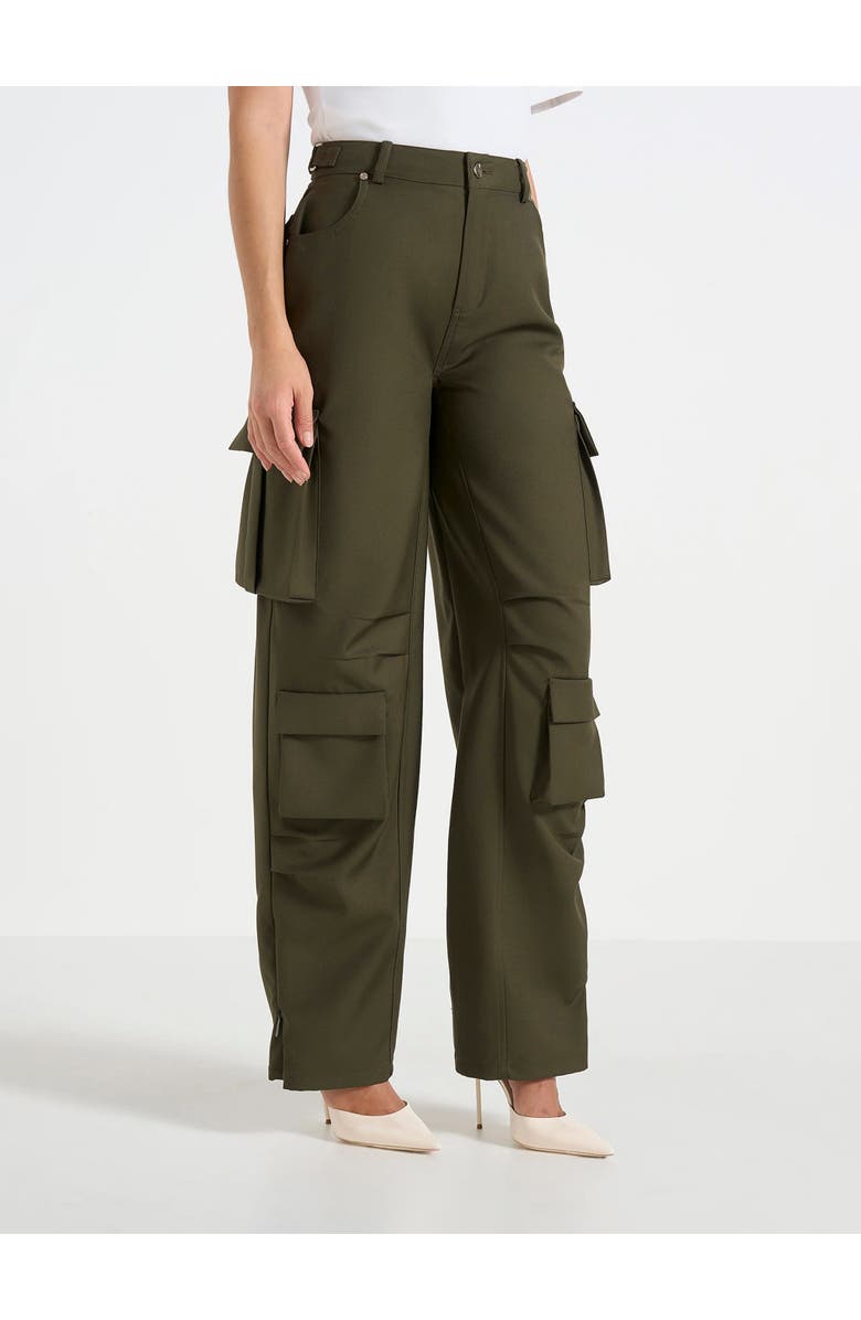 Manière De Voir Emilie Tailored High Rise Cargo Trousers, Main, color, Olive