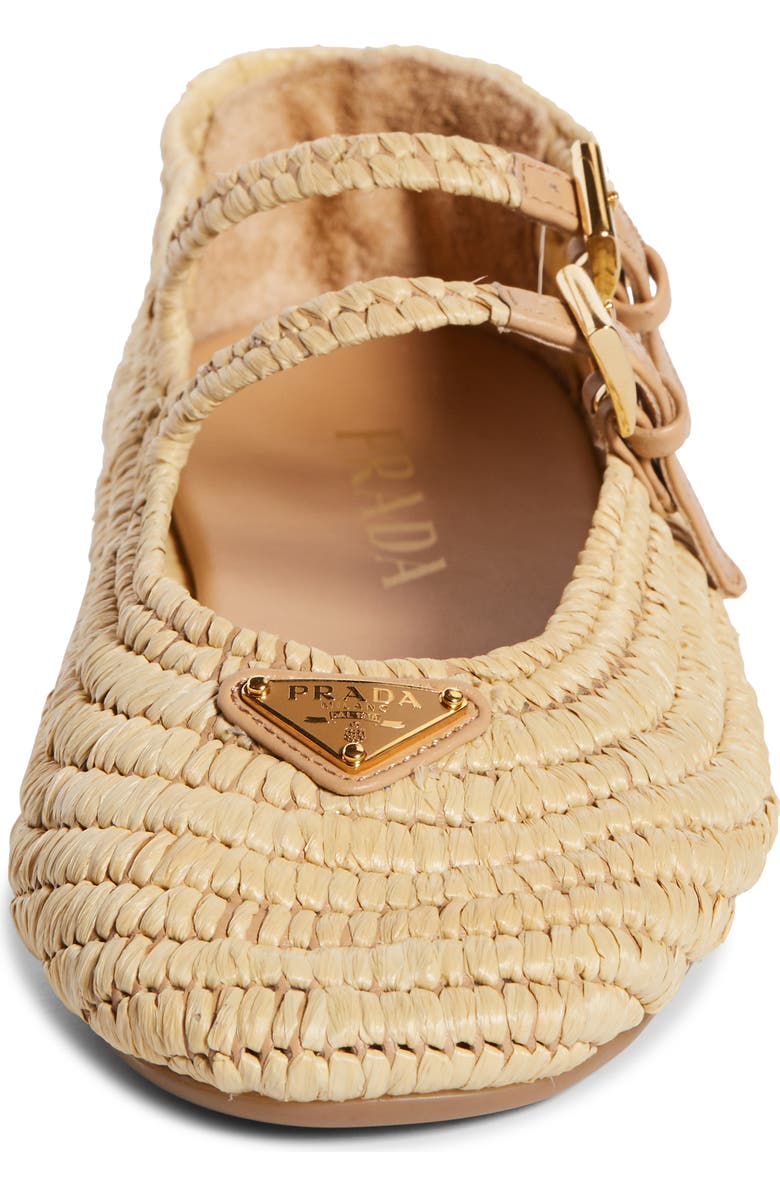 Prada Raffia Mary Jane Flat, Alternate, color, Naturale