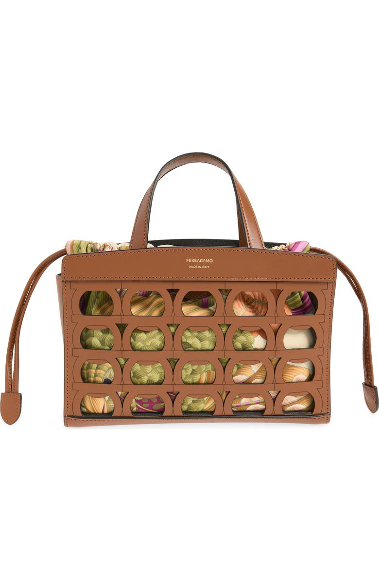 FERRAGAMO Mini Tote, Main, color, New Cognac Nero