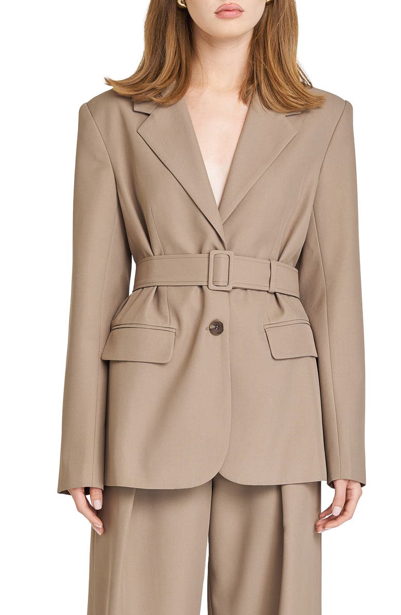 WAYF Maddox Belted Blazer, Main, color, Taupe