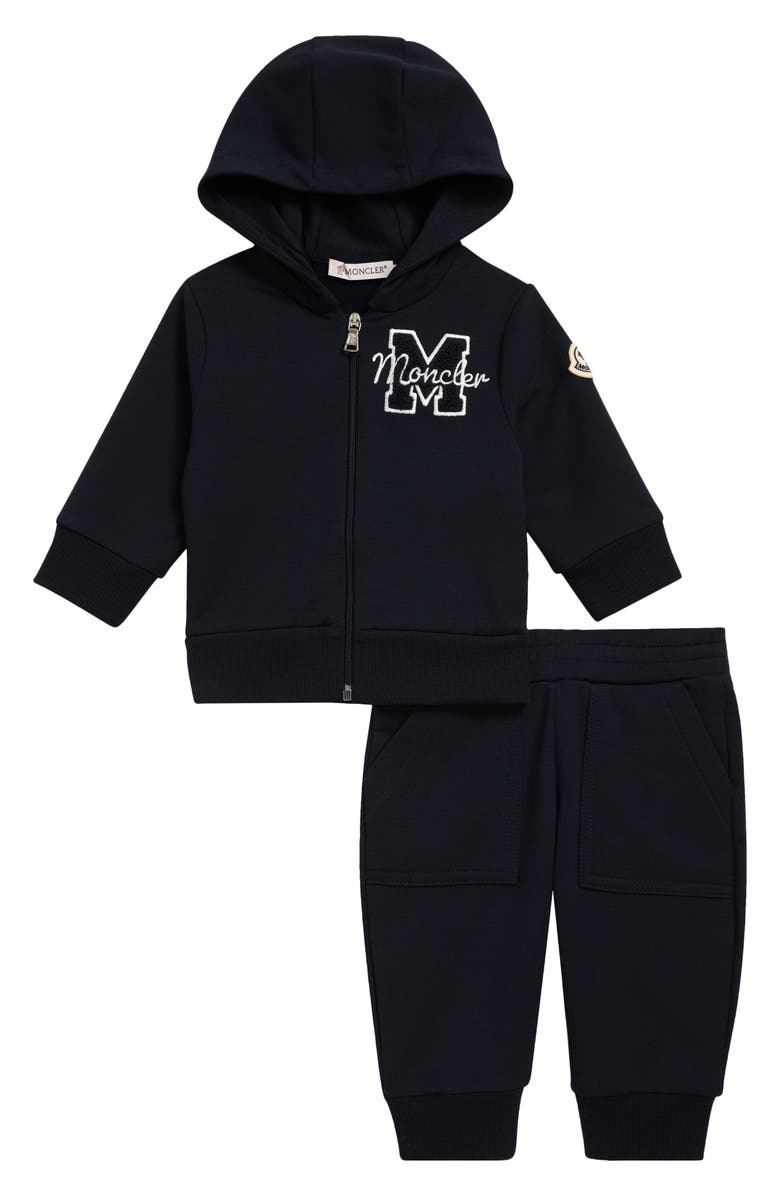 Moncler Kids' Full Zip Graphic Hoodie & Sweatpants Set, Main, color, Navy