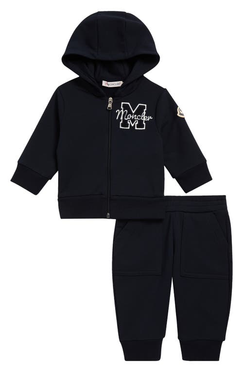 Moncler Kids' Full Zip Graphic Hoodie & Sweatpants Set In Blue