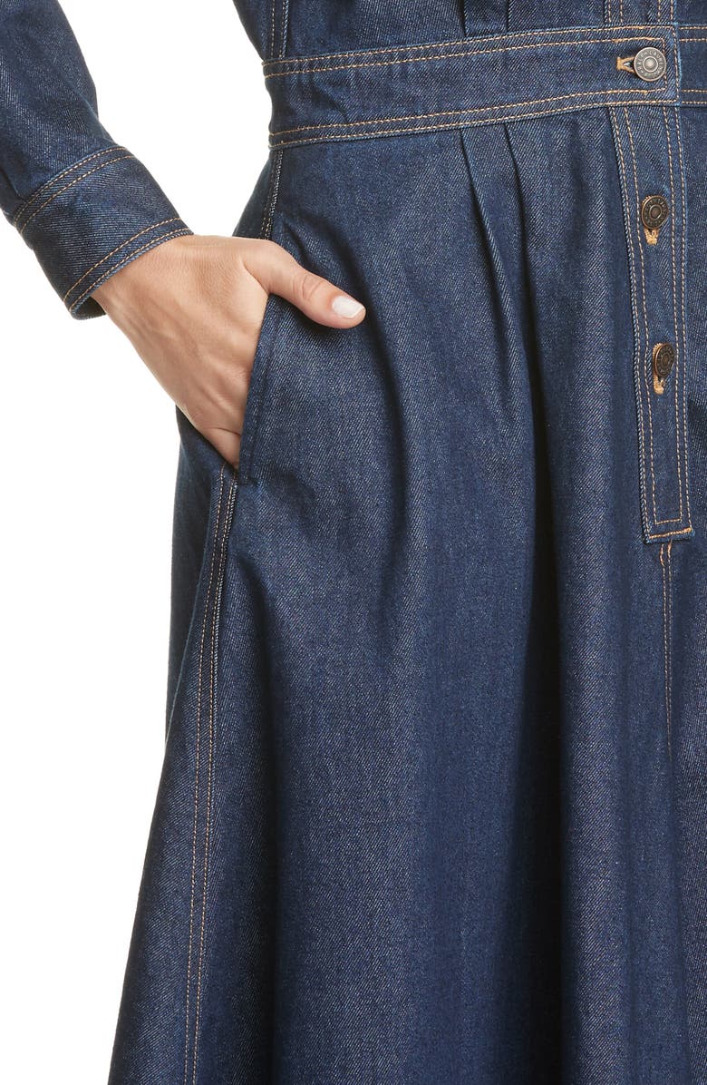 Polo Ralph Lauren Long Sleeve A-Line Denim Dress, Alternate, color, 