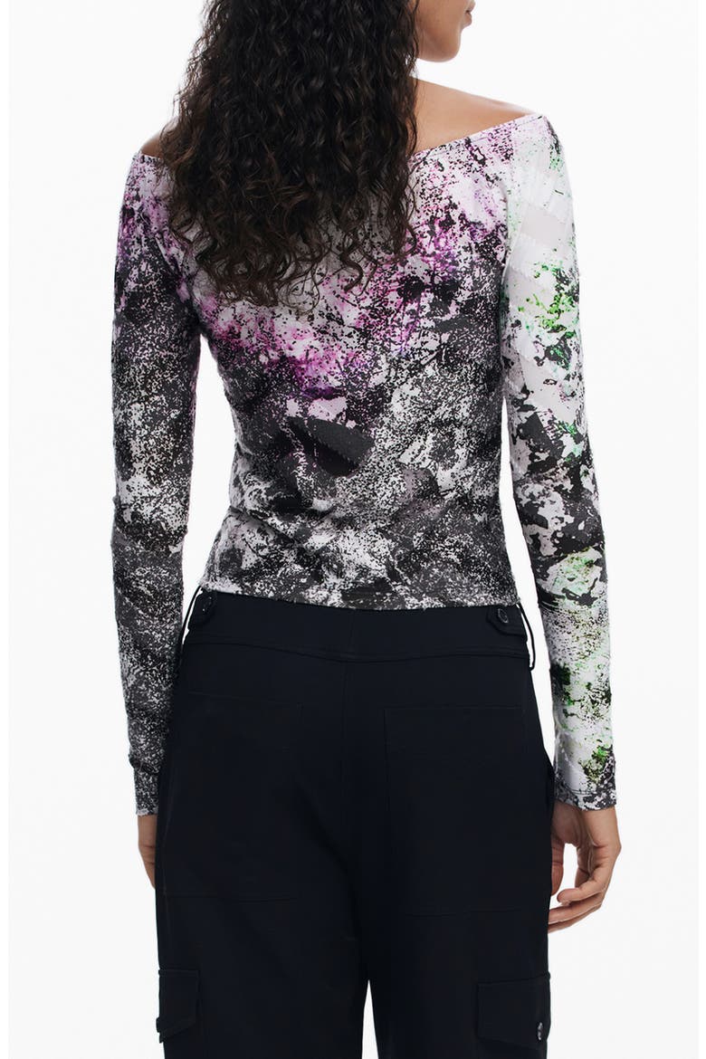 Abstract Print Ballet Neck T-Shirt, Alternate, color, LILAC