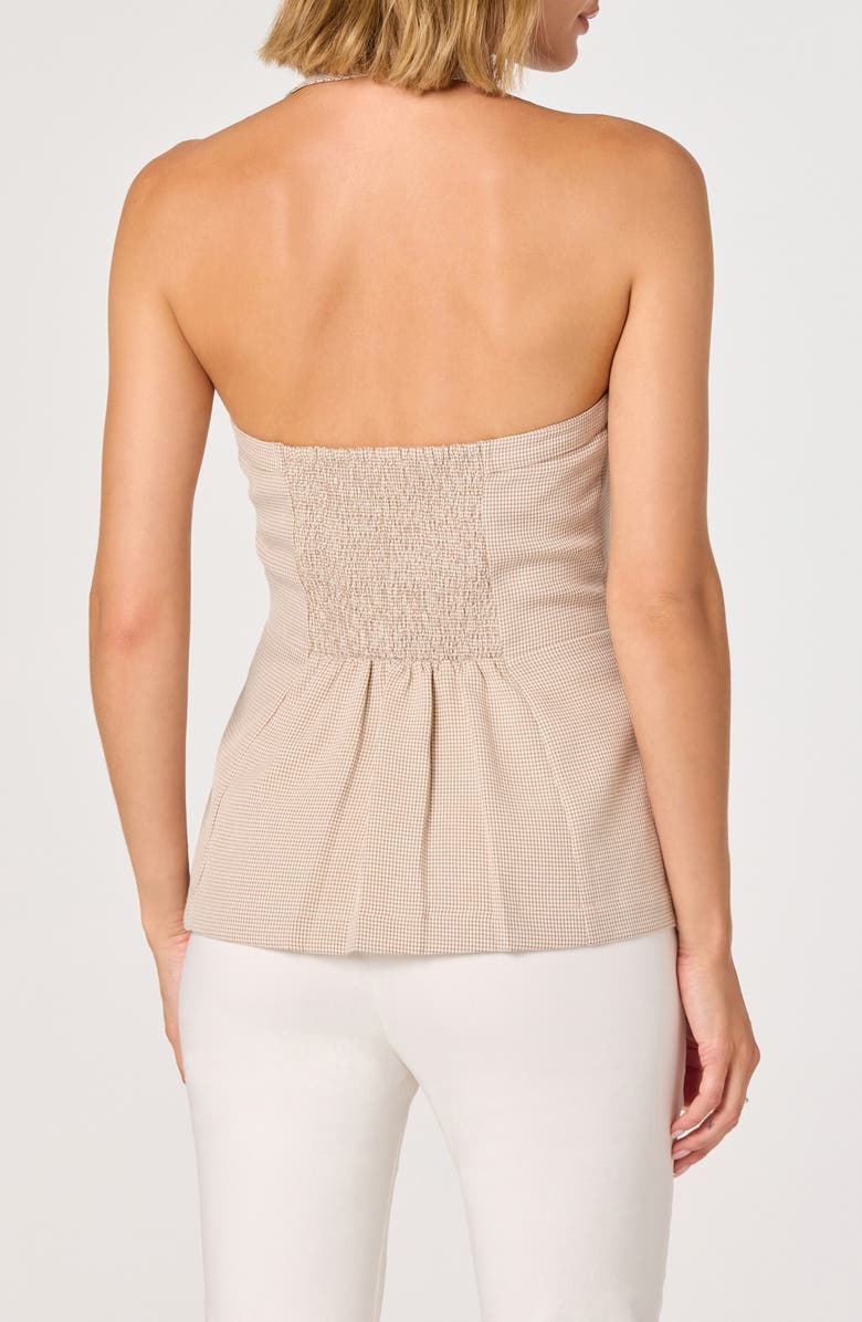ASTR the Label Cithara Gingham Halter Neck Peplum Top, Alternate, color, Tan Checker