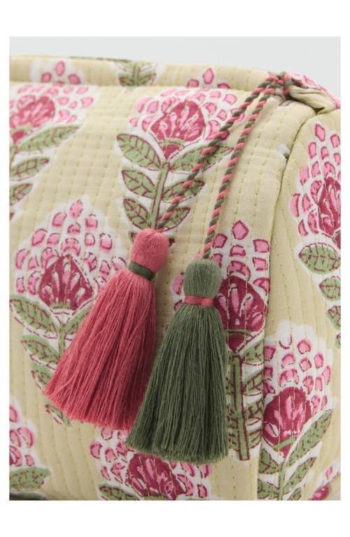 Mango Textured Cotton Cosmetics Bag In Green