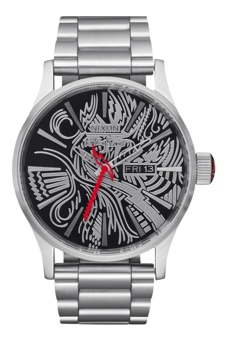 x Rolling Stones Sentry Bracelet Watch, 42mm, Main, color, SILVER / BLACK
