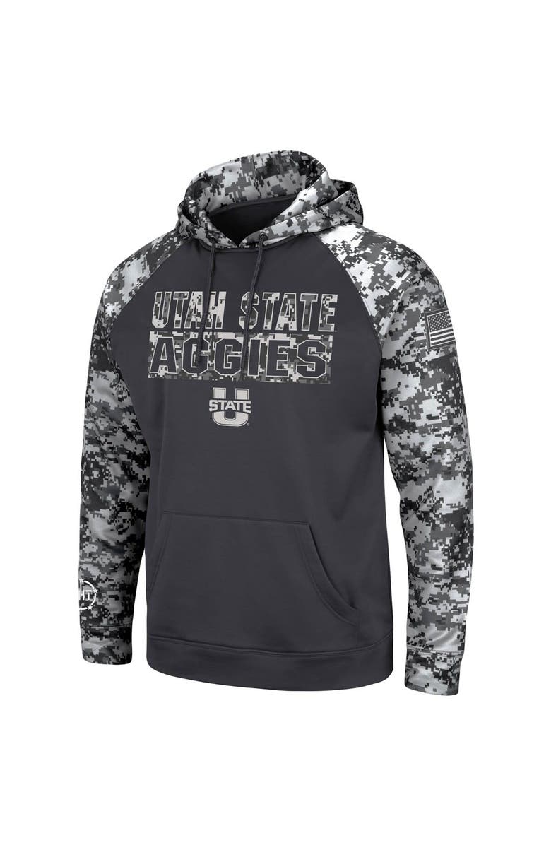 COLOSSEUM Men's Colosseum Charcoal Utah State Aggies OHT Military Appreciation Digital Camo Pullover Hoodie, Alternate, color, Charcoal