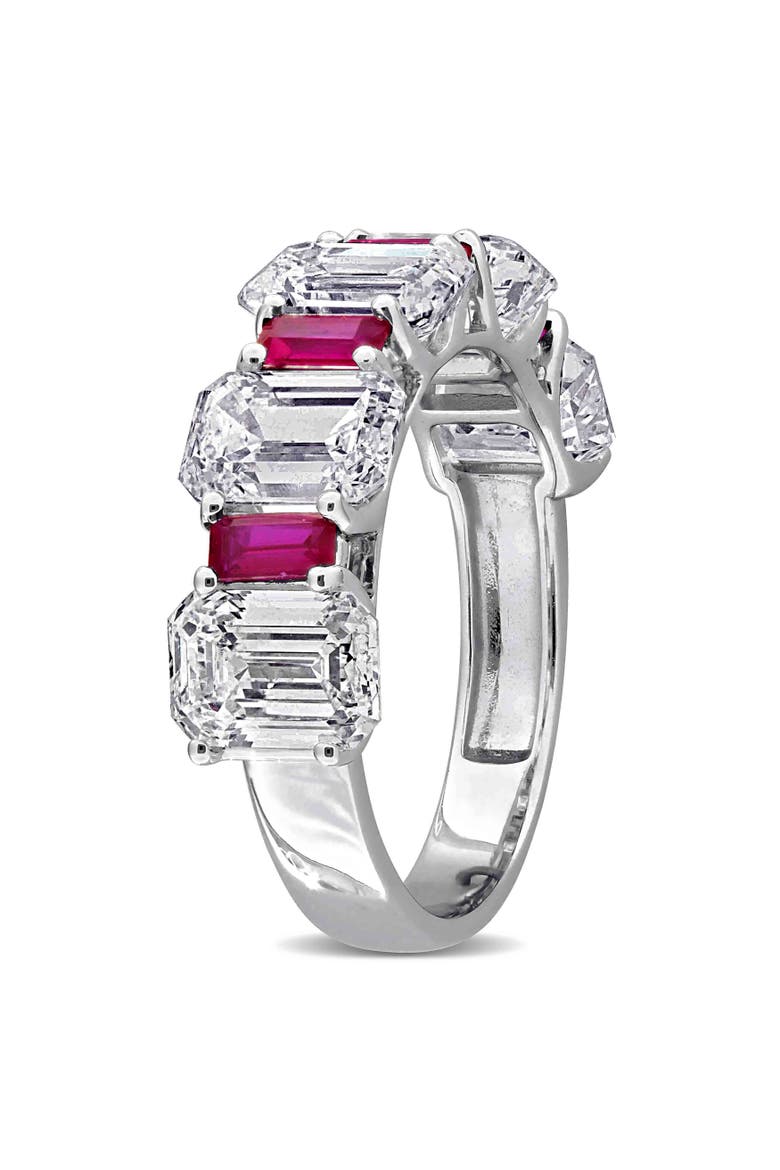 Lab-Created Ruby Semi-Eternity Ring 14k, Alternate, color, Ruby