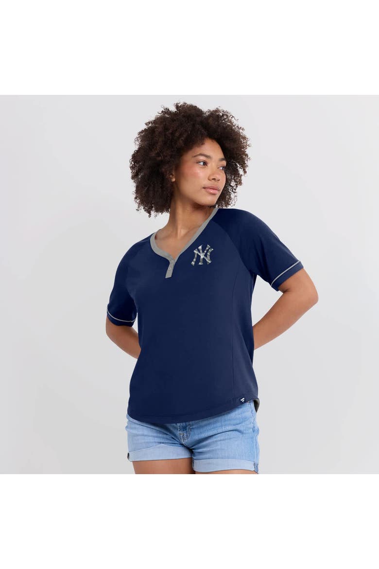 Women's Fanatics Navy New York Yankees League Diva Star Raglan V-Neck T-Shirt, Alternate, color, Navy