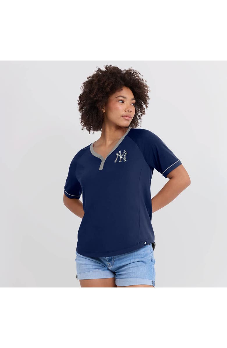 FANATICS Women's Fanatics Navy New York Yankees League Diva Star Raglan V-Neck T-Shirt, Alternate, color, Navy