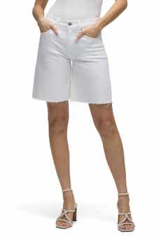 London Low Rise Raw Hem Denim Bermuda Shorts